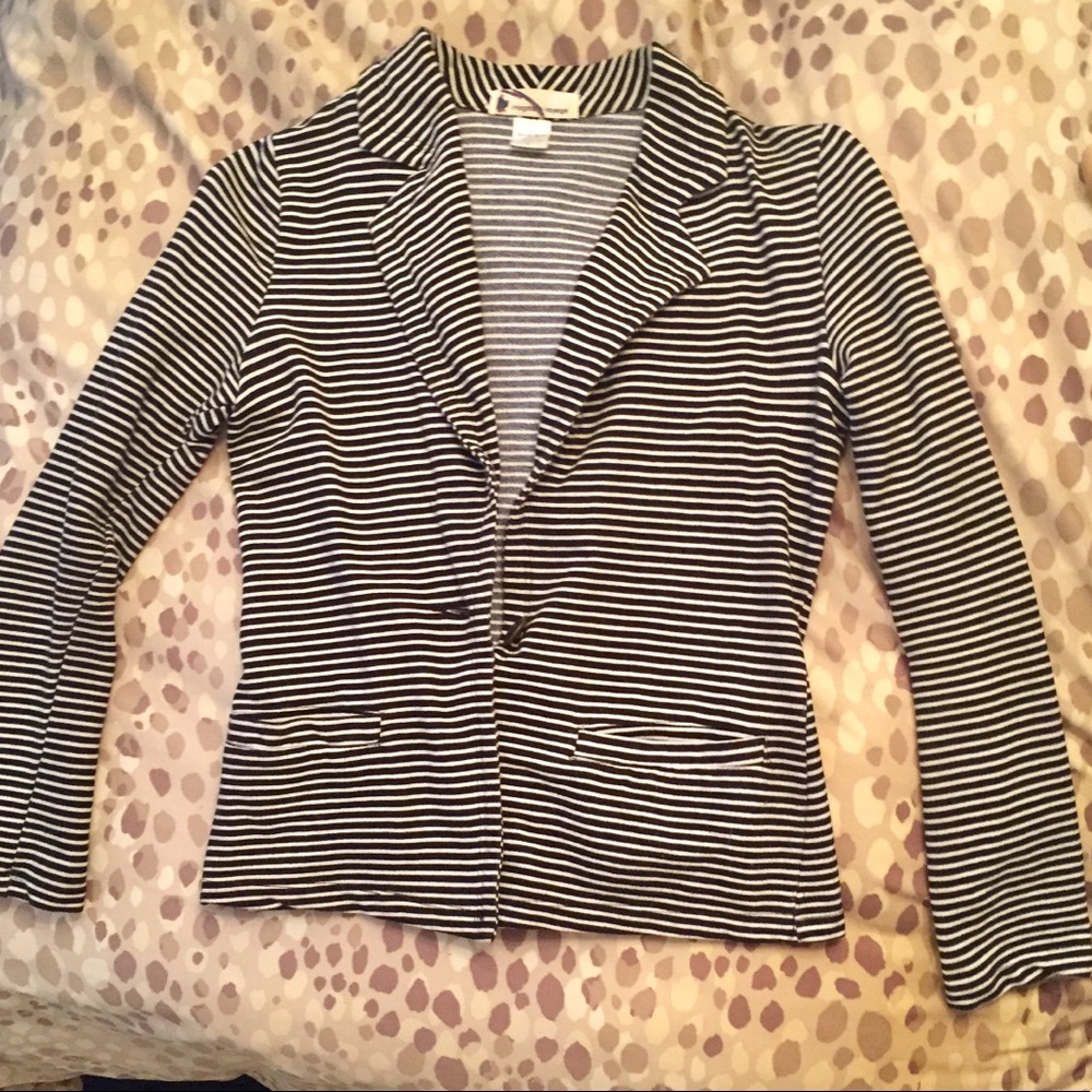 NWOT Fantastic B&W stripe knit blazer